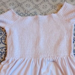 💚Derek Heart Juniors White shirred blouse s/sleeve Fit and Flare dress M    200